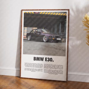 BMW E30 Stanced Poster Wall Art High Quality Decor (Classic Car Print)