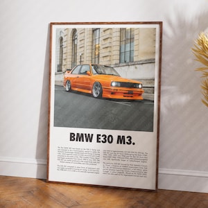 BMW E30 M3 Modified Poster Wall Art High Quality Decor (Classic Car Print)