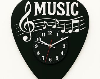 カスタムギターピックビニール時計 - パーソナライズされたウォールアート - あなたの言葉をここに - 音楽愛好家へのギフト