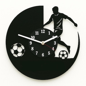 Soccer Vinyl Wall Clock – Football Player Decor for Sports Fans & Athletes