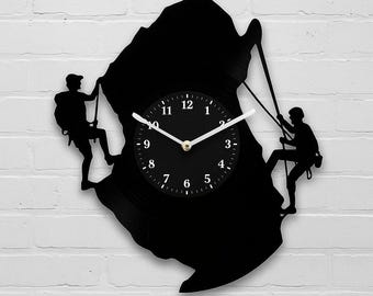 Vinyl wandklok rotsklimmen – bergavontuur decor voor klimmers