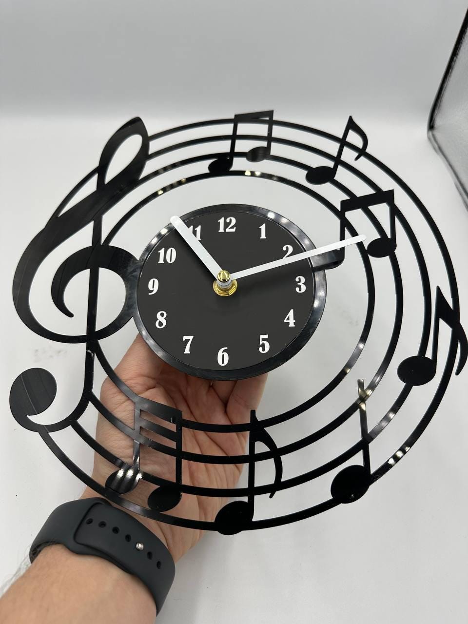 Musical Notes Vinyl Clock – Treble Clef Wall Art – Handmade Music Room ...