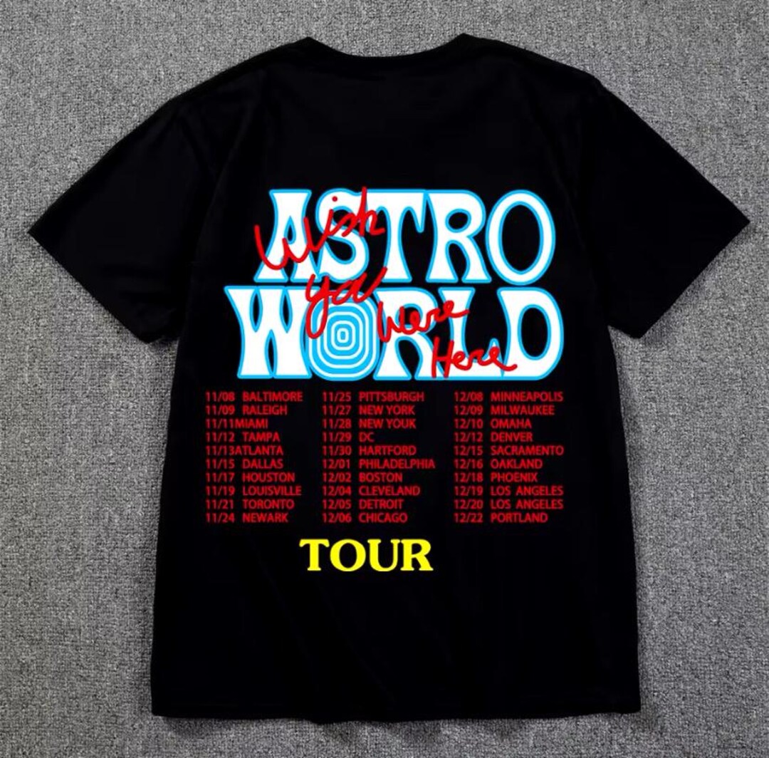 Travis Scott Astroworld Tshirt Black Etsy
