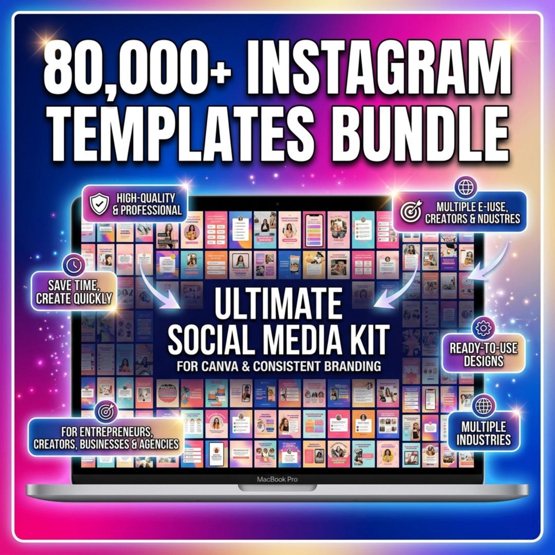 80,000+ Instagram Templates for Canva | Social Media Kit Bundle ...