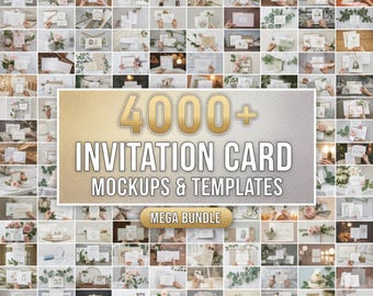 4000+ Invitation Card Mockups & Editable Templates | Wedding and Birthday Bundle | JPEG PNG CDR Canva | Instant Download