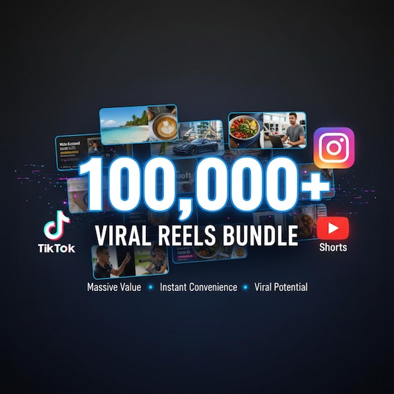100K+ Viral Reels Bundle: PLR MRR, Faceless IG TikTok (Canva Editable Digital Download