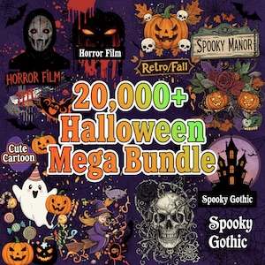 Halloween Mega PNG Bundle: 20,000+ Horror, Retro, Cartoon Designs (Digital Download)