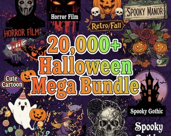 Halloween Mega PNG Bundle: 20,000+ Horror, Retro, Cartoon Designs (Digital Download)