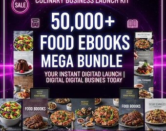 50,000+ Food eBook Mega Bundle | Recipe & Nutrition Digital Products | Instant Download