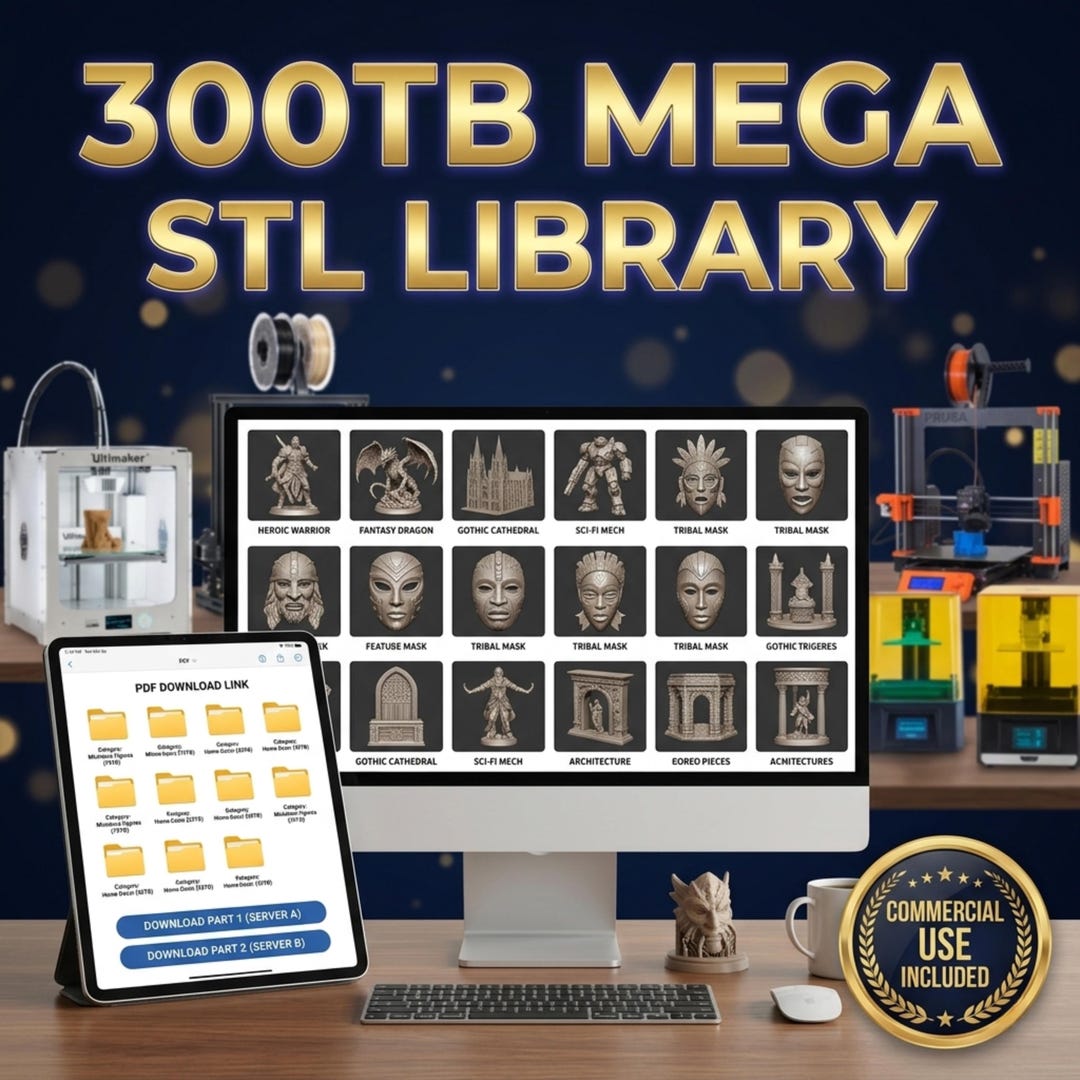 300TB STL 3D Models Mega Library – Commercial Use – Printable Files for ...