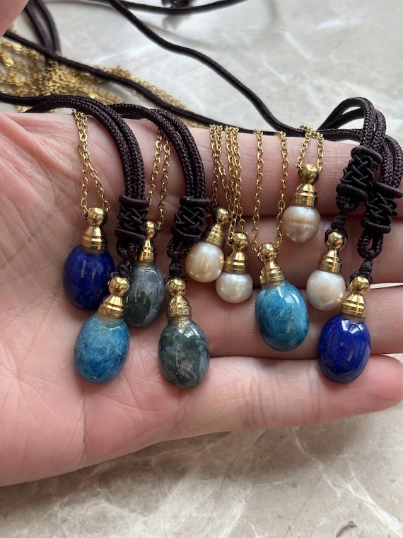 Natural Stone Mini Urn Necklace: Samll Ashes Keepsake