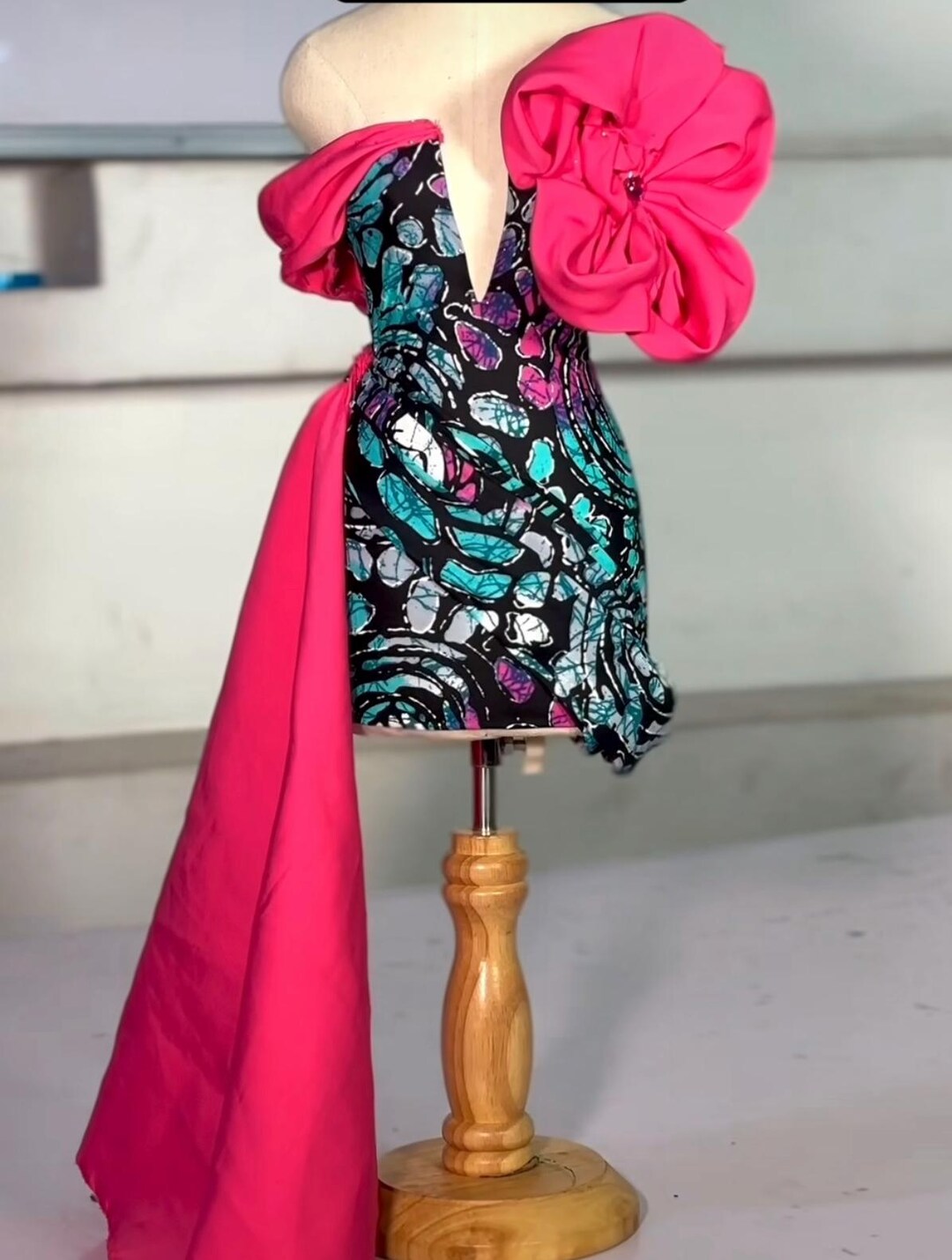 pink ankara dresses long sleeve pink ankara dress  Shophadia