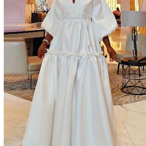 African dress, anniversary dress, graduation dress, African women’s attire, wedding guest dress, white long dress, women dress, church dress