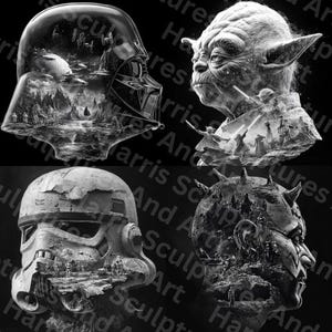 4 OntwerpBUNDEL | Star Wars | Downloadbare lasergravurebestanden | Darth Vader | Meester Yoda | Darth Maul | Stormtrooper | Leisteen onderzetters