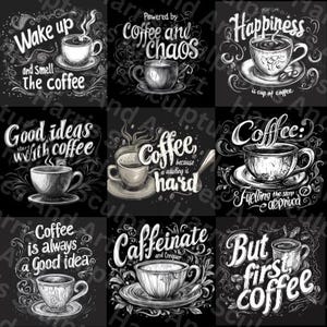 9 Koffieontwerp BUNDEL | Leisteen onderzetter, png PNGEgg | Downloadbare lasergravurebestanden | Cafeïne | Cafeïnezuur | Cadeaus voor haar | Cadeau voor hem