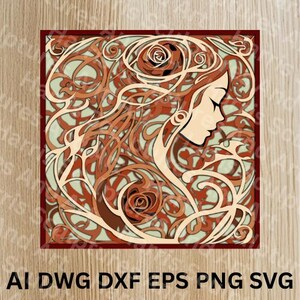 Femme multicouche SVG | Fichier découpé au laser | Conception de découpe en couche 3D | Papier découpé pour Cricut | Fichier SVG | Décoration d'intérieur | Art mural suspendu
