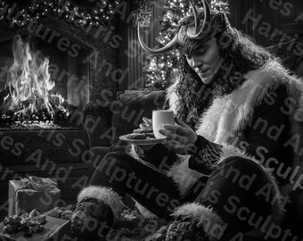 Christmas Laser Engraving File | Norse Gods PNG | Slate Coasters | Downloadable and Printable Design | CNC Projects | Gift for Him