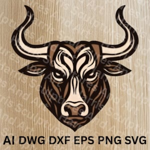 Taurus Zodiac Sign | Bull Head Multilayer SVG | Animal Laser Cut File | 3D Layer Cutting Design | Home Decor | Hanging Wall Art | Gift