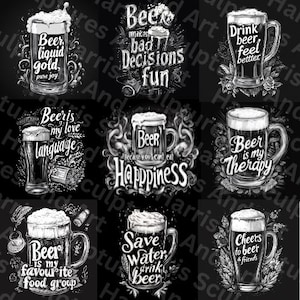 9 Bierdeckel Design BUNDLE | Schiefer Untersetzer PNG | Herunterladbare Lasergravurdateien | Alkohol Trinken | Geschenke für Sie | Geschenk für Ihn