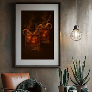 Old Fashioned Cocktail Photo – Smokey Whiskey Digital Art for Bar Cart or Lounge, Instant Download, Bourbon, Cocktail, Oranges, Cherry Cigar