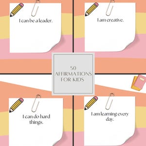 Druckbare Affirmationskarten für Kinder, tägliche positive Zitate für Kinder - Achtsamkeit, Homeschool, Vertrauen, Schulanfang, Klassenzimmerdekor