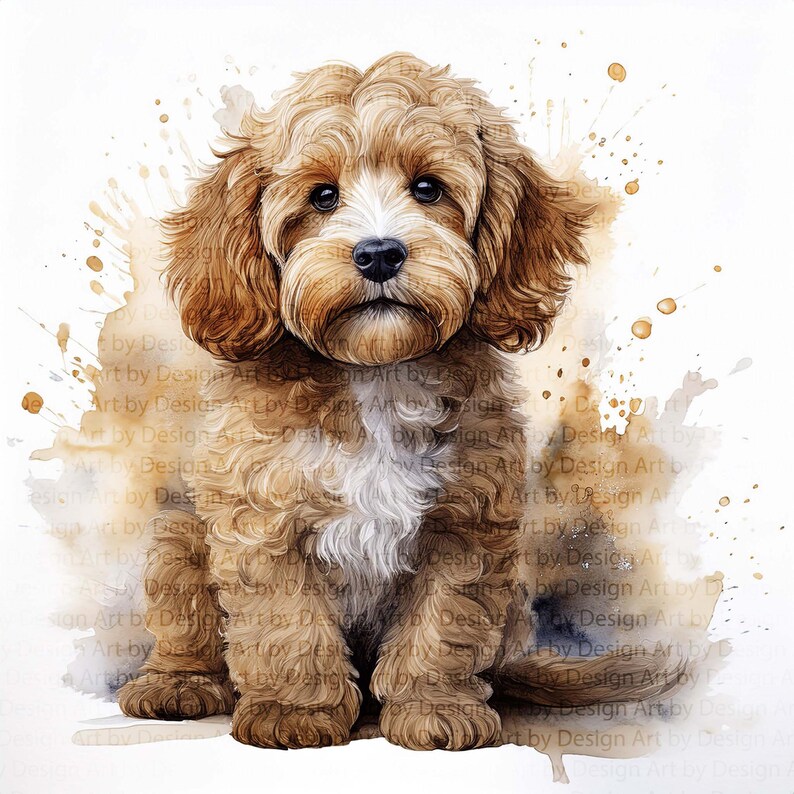 Cockapoo Things Paper Cockapoo Clipart| Set of 5 Watercolour Illustrations| Card Making ...