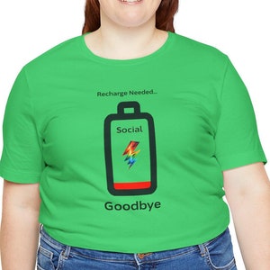 Recharge Needed Unisex Tee, Fun Relaxed T-Shirt for Introverts, Perfect Gift for Friends, Social Battery Recharge Shirt, Casual Wear, Quirky