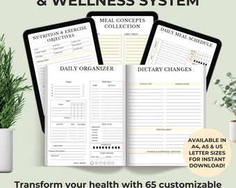 Nutrition Planner Printable, Wellness Tracker, Food Log (Digital Download)