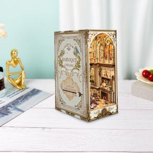 Miniatur Puppenhaus Bausatz, Barocke Träume, DIY-Modellbausatz mit detaillierten Möbeln, verträumte Handarbeit Dekoration, Bücherecke