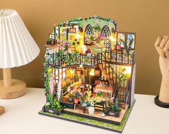 DIY Miniature Dollhouse Kit,Monet Garden, Handcraft Gift Home Decoration, Model Building Kit with Detailed Furniture, Miniature Book Nook