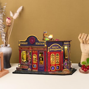 DIY Miniature House Kit: Magic Energy Station Dollhouse - Bookshelf Decor