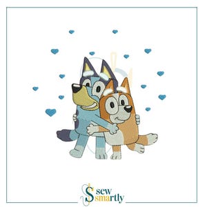 Bluey & Bingo Love Embroidery Design - Digital Machine Embroidery (4 Sizes) | Instant Download