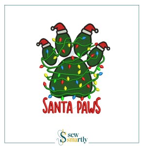 Santa Paw Machine Embroidery Design - Digital Machine Embroidery (4 Sizes) | Instant Download