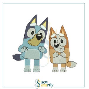 Bluey Heeler & Bingo Heeler Embroidery Design - Digital Machine Embroidery (4 Sizes) | Instant Download