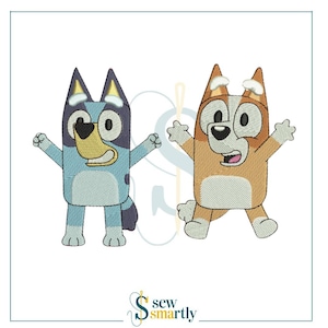 Diseño de bordado de Bluey y Bingo: bordado a máquina digital (4 tamaños) / Descarga instantánea