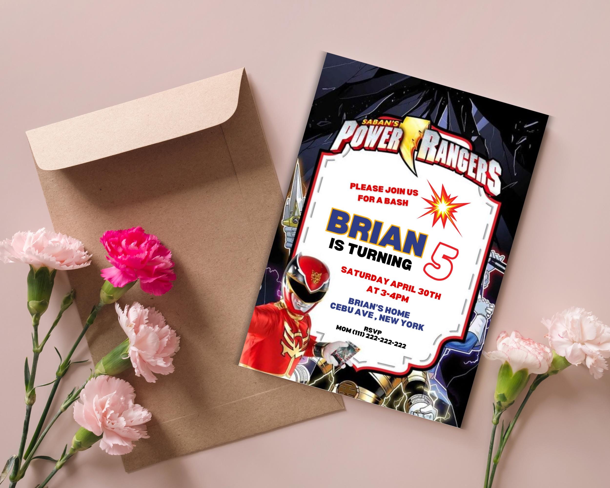 Editable Power Rangers Invite | Rangers Printable Kids Birthday Party ...