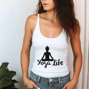 Yoga Life Women&#39;s Tank Top, Ideal Racerback Fitness Shirt, Workout Sleeveless Tee, Yoga Lover Gift, Breathable Activewear, Gym Apparel