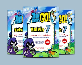 Teen Titans Birthday Invitation: Editable Superhero Party Invite (Digital)