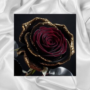 Red Glitter Rose Digital Image – Sparkling Wall Decoration, Romantic Artwork for Living Room & Bedroom, Gift Idea, Modern Art