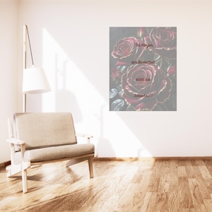 Arte de pared de rosas rojas con texto en inglés "Shaded Red Roses", decoración floral para habitación, regalo romántico, impresión artística con motivos naturales, póster con cita inspiradora.