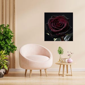 Quadro di rose rosse, arte di rose scintillanti, murale di rose lucide, elegante arte murale, design moderno per il soggiorno, decorazione murale mistica splendente