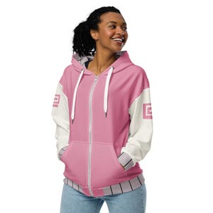 Lu Shaotang Pink Varsity Hoodie Unisex Zip Hoodie Sakamoto Inspired Minimalist Lifestyle Gift
