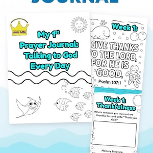 Kids Prayer Journal Printable | Bible Activity Book for Ages 4-6 | 4-Week Devotional | Sunday School PDF | Christian Coloring Pages -ocean
