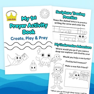 Christian Prayer Activity Book for Kids | Ages 4–6 | Printable Preschool Devotional | Bible Coloring & Crafts | Ocean Theme Journal