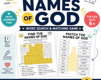 Juego de búsqueda de palabras con los nombres de Dios (Descarga en PDF)