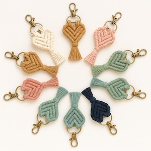 Makramee Herz Schlüsselanhänger handgemacht, Boho Makramee Schlüsselanhänger, Macrame Keychain, Muttertag