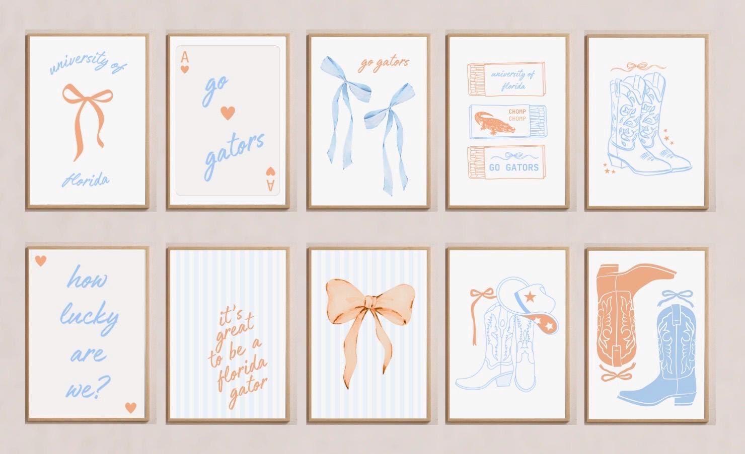 UF University of Florida Wall Decor | Dorm | Set of 10 | Apartment | Digital Download | Blue | Orange | Trendy | Cute