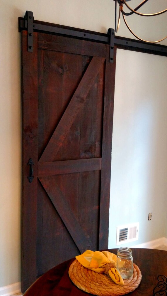 30 Sliding Barn Door In Rough Sawn Pine With Rich Brown Finish Other Sizes Available Door Barndoor Sliding Door