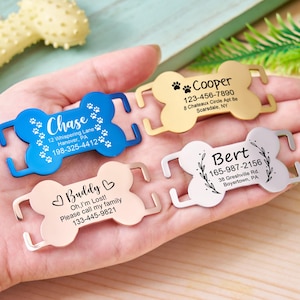 Silent dog tag Engraved Pet ID Tag Personalized Slide on dog tag Dog Tags For Dogs Dog Name Tag Custom Dog Collar Tag Cat Name Tag Puppy