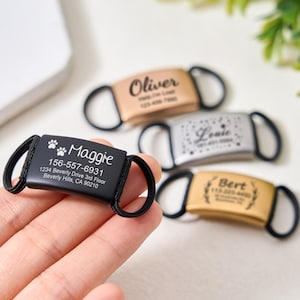 Slide on Dog Tags for dogs Personalized Dog ID Tag,Silent Dog Tag,Slide On Pet Collar Tag,Custom Dog Tag,Engraved Dog Name Tag,Dog Gifts